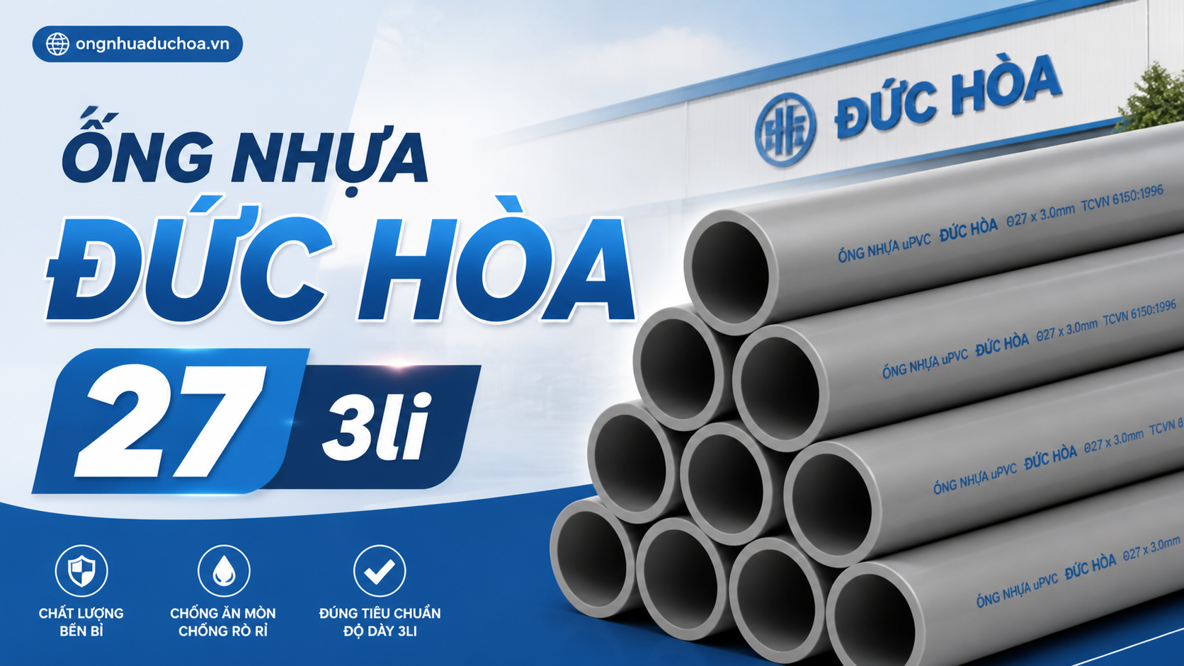 Ống nhựa Đức Hòa 27 3li
