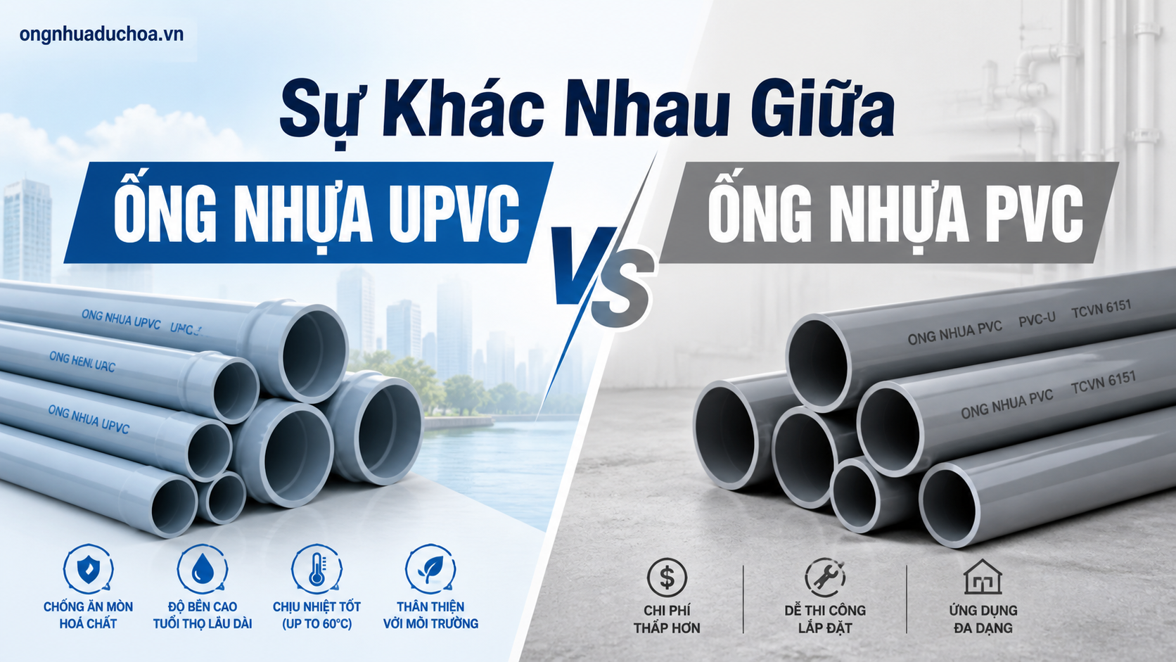 Sự Khác Nhau Giữa Ống Nhựa UPVC Và Ống Nhựa PVC
Sự Khác Nhau Giữa Ống Nhựa UPVC Và Ống Nhựa PVC