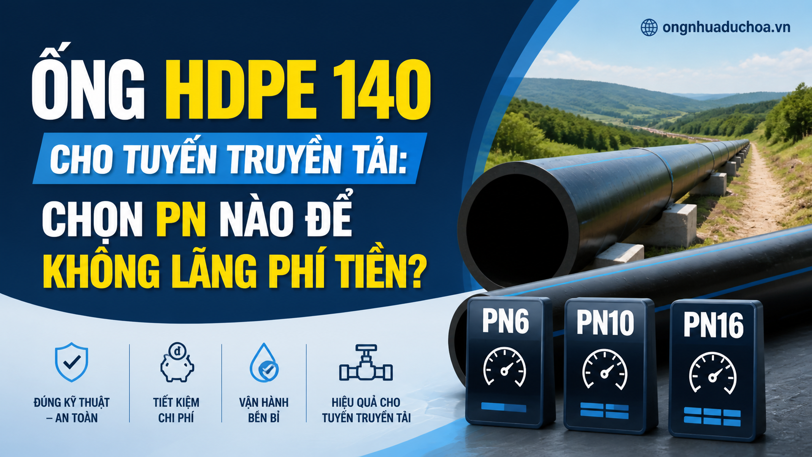 Ống HDPE 140 Cho Tuyến Truyền Tải: Chọn PN Nào Để Không Lãng Phí Tiền?