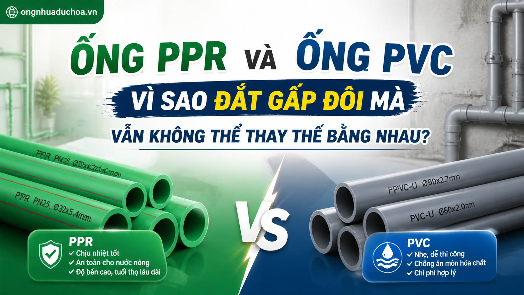 Ống PPR Và Ống PVC: Vì Sao Đắt Gấp Đôi Mà Vẫn Không Thể Thay Thế Bằng Nhau?