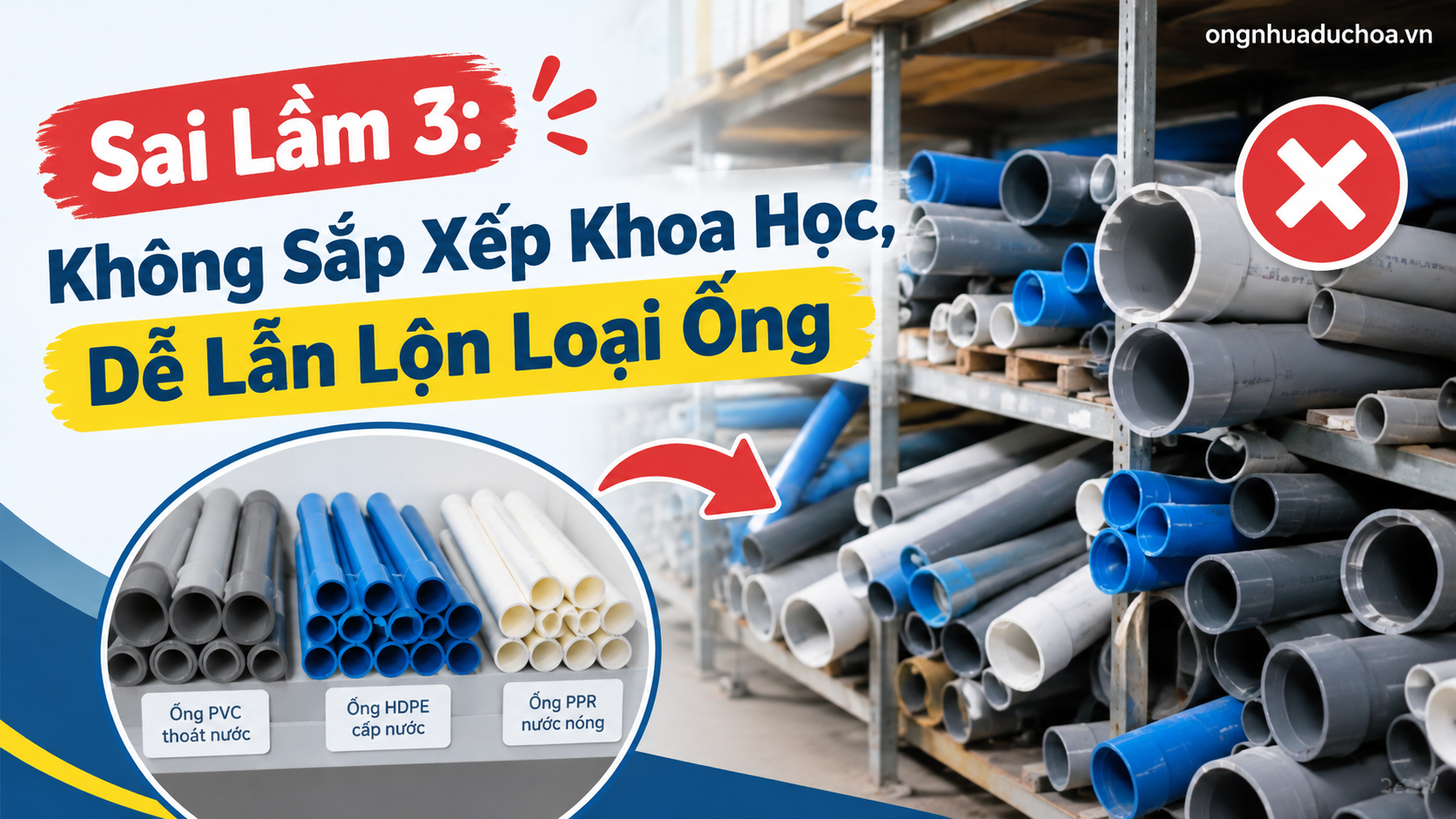 Sai Lầm 3: Không Sắp Xếp Khoa Học, Dễ Lẫn Lộn Loại Ống Sai Lầm 3: Không Sắp Xếp Khoa Học, Dễ Lẫn Lộn Loại Ống
