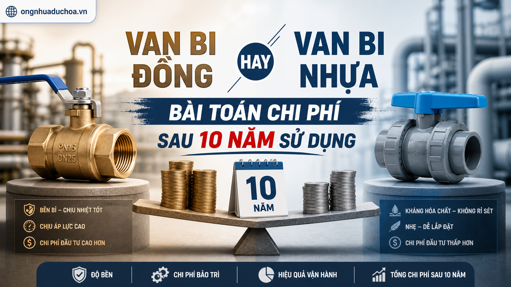 Van Bi Đồng Hay Van Bi Nhựa? Bài Toán Chi Phí Sau 10 Năm Sử Dụng
