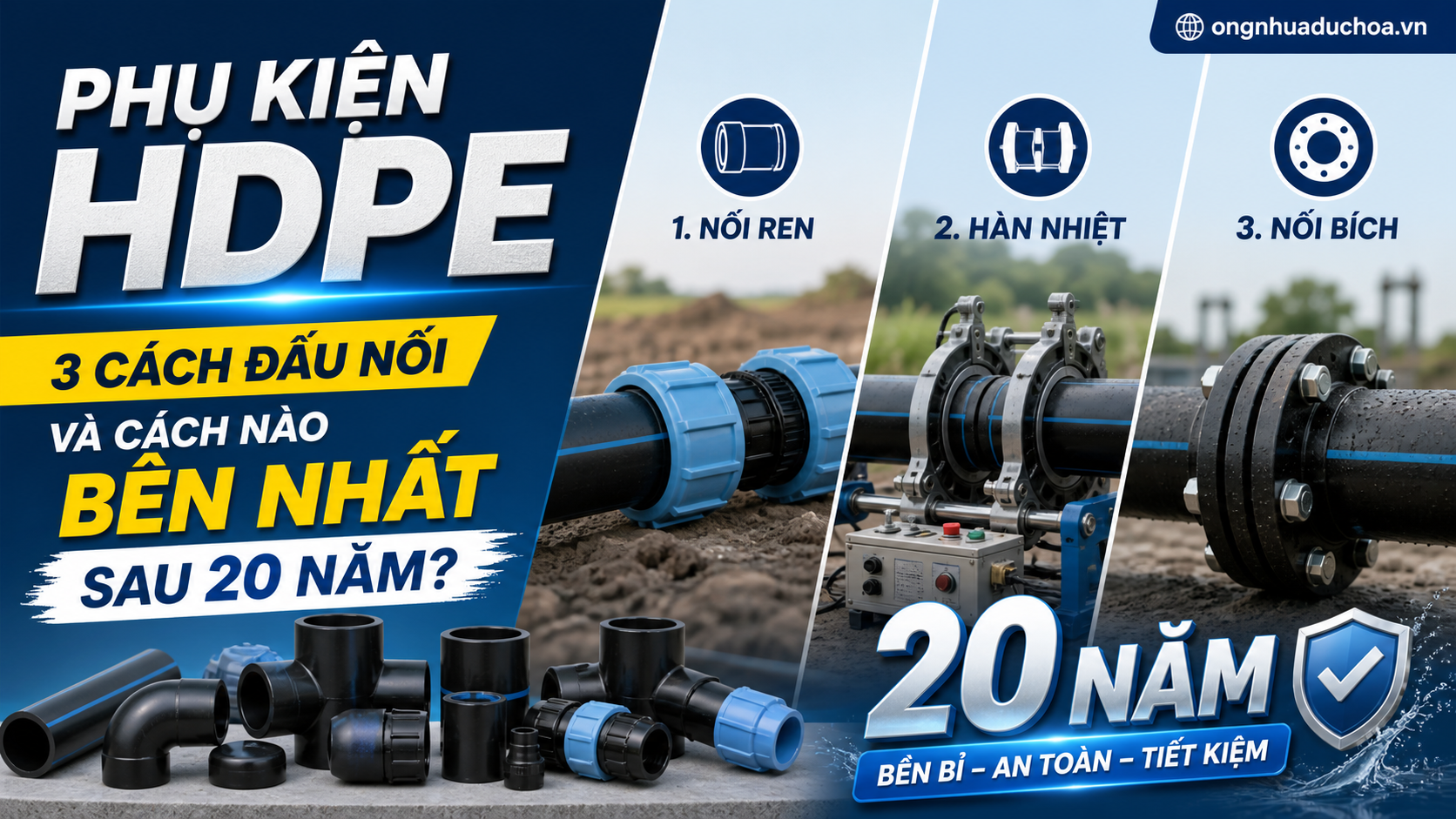 Phụ Kiện HDPE: 3 Cách Đấu Nối Và Cách Nào Bền Nhất Sau 20 Năm?